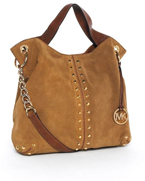 michael kors white and brown handbag|brown suede michael kors handbags.